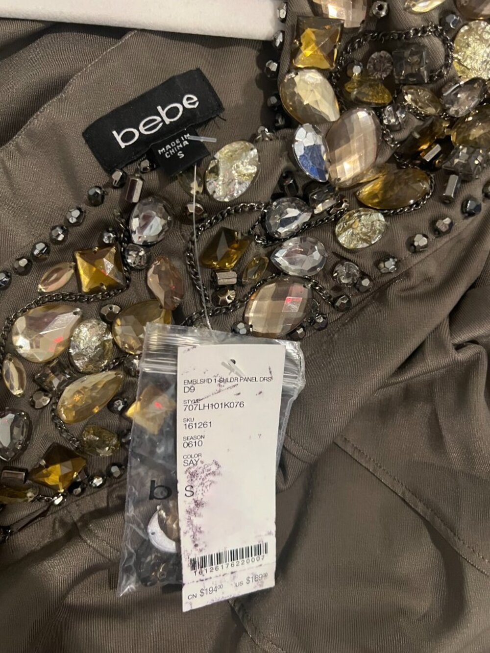 bebe Embellished One‑Sholder Cocktail Dress – Cocoa – Size S – NWT - Picture 16 of 16